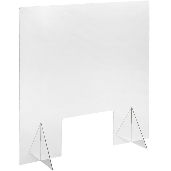 An American Metalcraft clear acrylic screen with two metal legs.