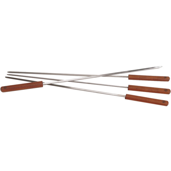 Stainless Steel Skewers w/Rosewood Handles (20") 4/Pack