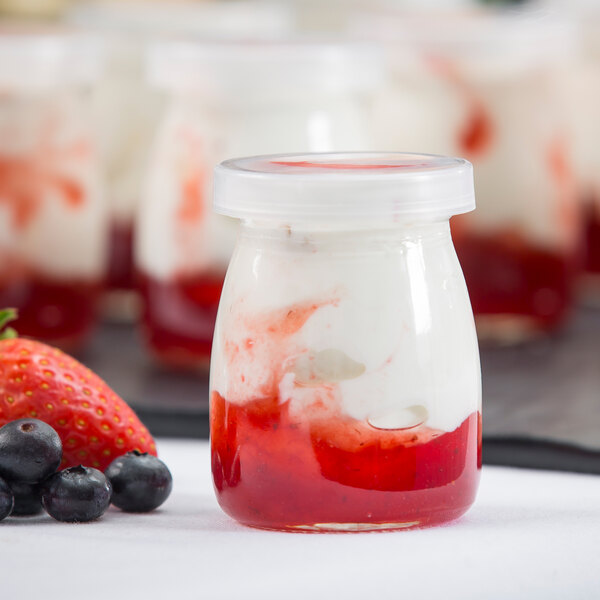 TableCraft SGJ6 6 oz. Glass Single Serve Jar with Plastic Lid - 12/Pack