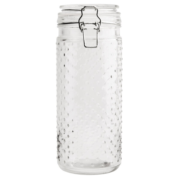 Anchor Hocking 12948 43 oz. Glass Hobnail Jar with Hinged Lid   - 4/Case
