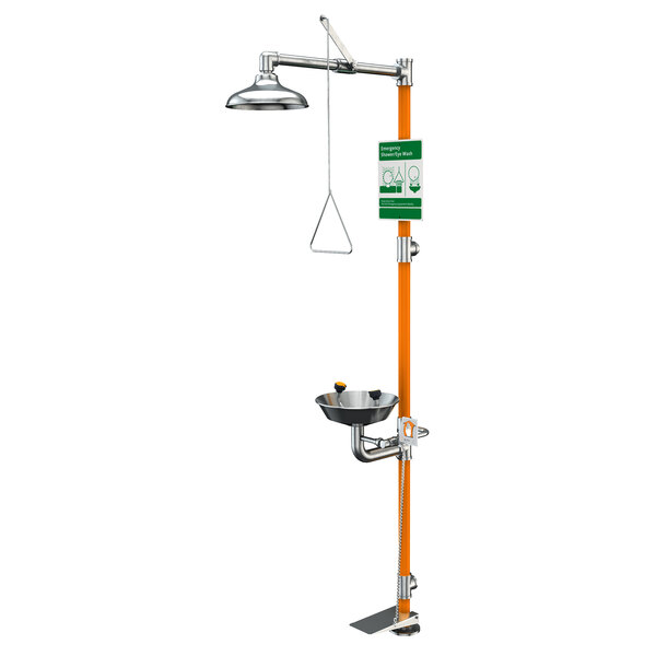 Guardian Equipment G1991HFC Stainless Steel Safety Station with Eyewash and Hand / Foot Control