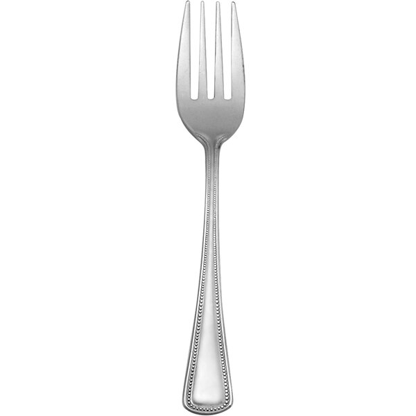 A close-up of a Delco Belmore stainless steel salad fork with a silver handle.