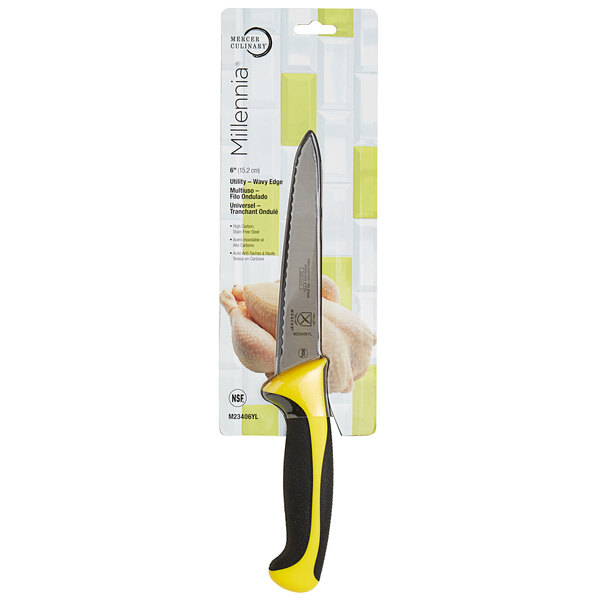 Mercer Culinary M23406YL Millennia® 6" Serrated Edge Utility Knife with