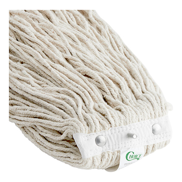 Choice 24 oz. 32 Natural Cotton Cut End Wet Mop Head with ScrewOn Band