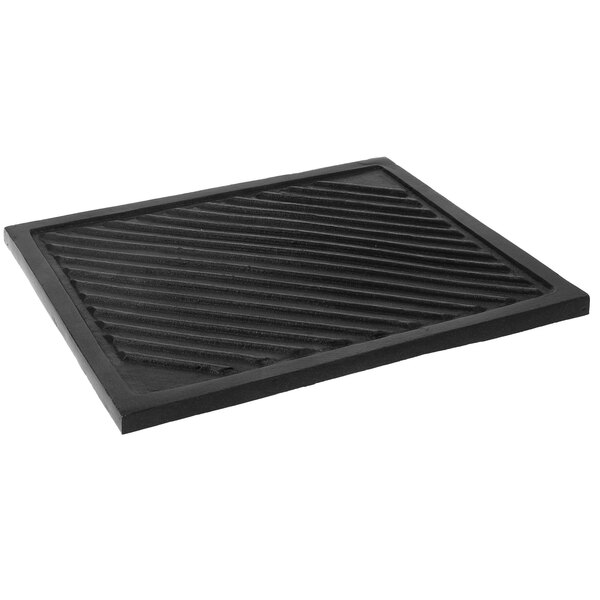A black rectangular aluminum griddle plate with a grid pattern.