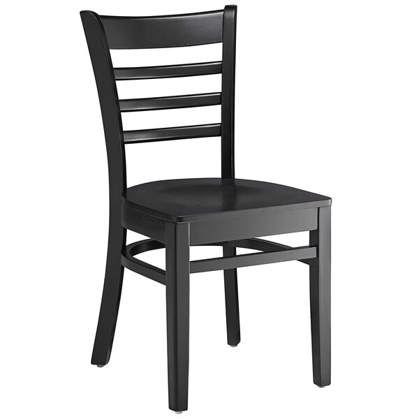 Lancaster Table & Seating Black Finish Wood Ladder Back Chair with