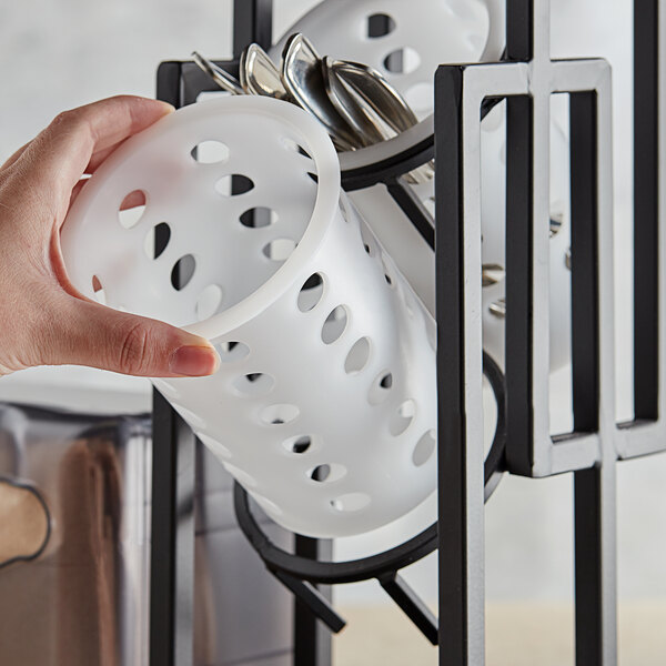 Tablecraft PP33 White Perforated Polypropylene Flatware Cylinder