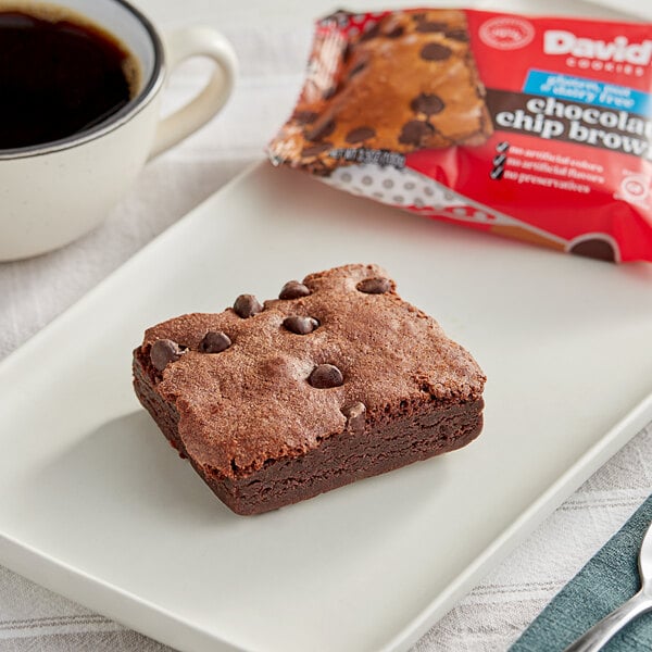 David's Cookies Gluten-Free Individually Wrapped Chocolate Chip Brownie 3.5 oz. - 48/Case