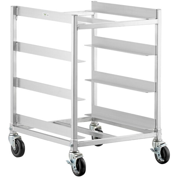 Regency 4 Shelf Welded Aluminum Glass Rack Cart with 7 1/2 Spacing