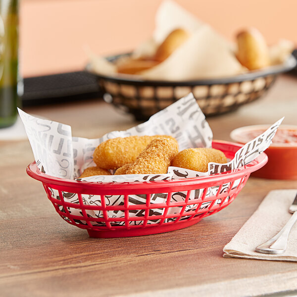 GET OB734R 8" x 5 1/2" x 2" Oval Red Plastic Fast Food Basket 12/Pack