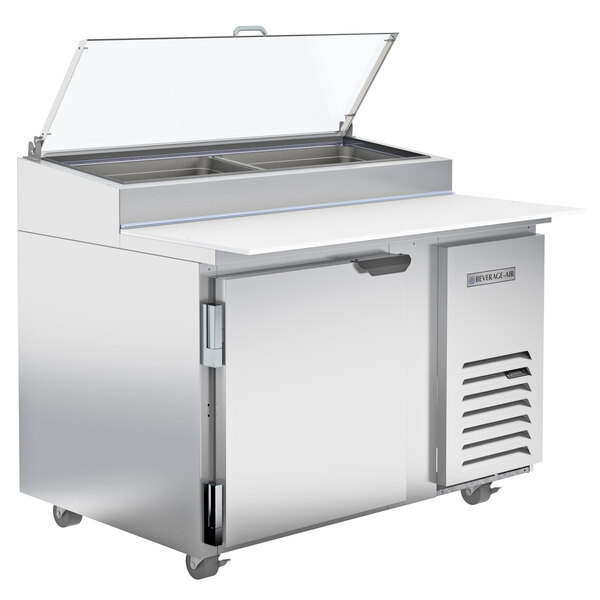 Beverage-Air DP46HC-CL-18 46" 1 Left-Hinged Door Clear Lid Refrigerated Pizza Prep Table