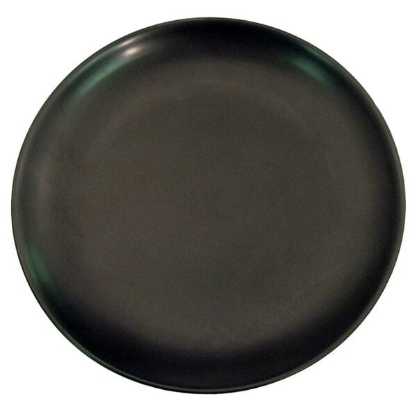 A black CAC Japanese style stoneware coupe plate.