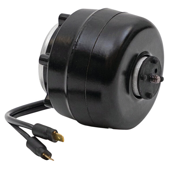 A Heatcraft 25303301 black electric motor with wires.