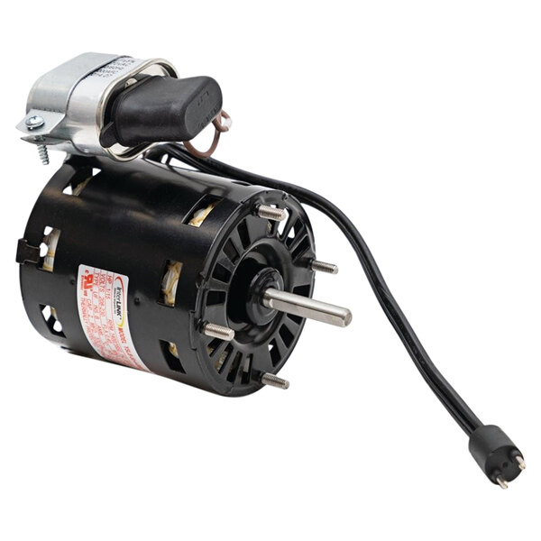 A small black Heatcraft electric motor with a black cable.