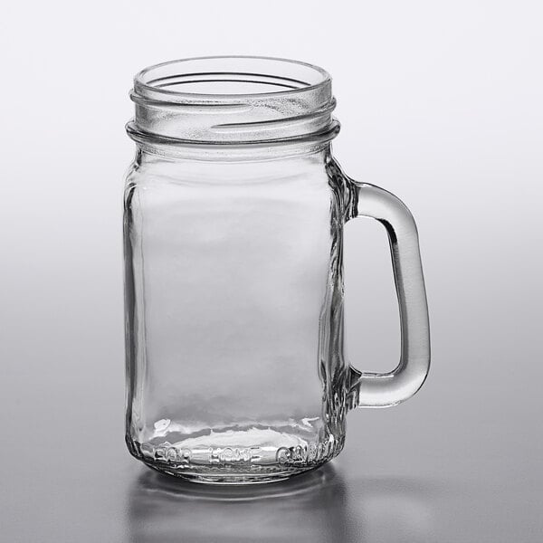 Glass Mason Jar Drinking w/Handle Stainless Lid & Stainless Straw 16 oz 4 Pack 