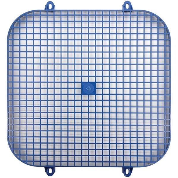 A blue grid with a circle in the middle.