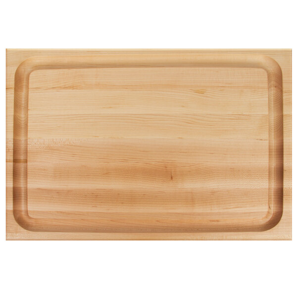 John Boos & Co. RA02-GRV 20" x 15" x 2 1/4" Grooved Reversible Maple Wood Cutting Board with Hand Grips