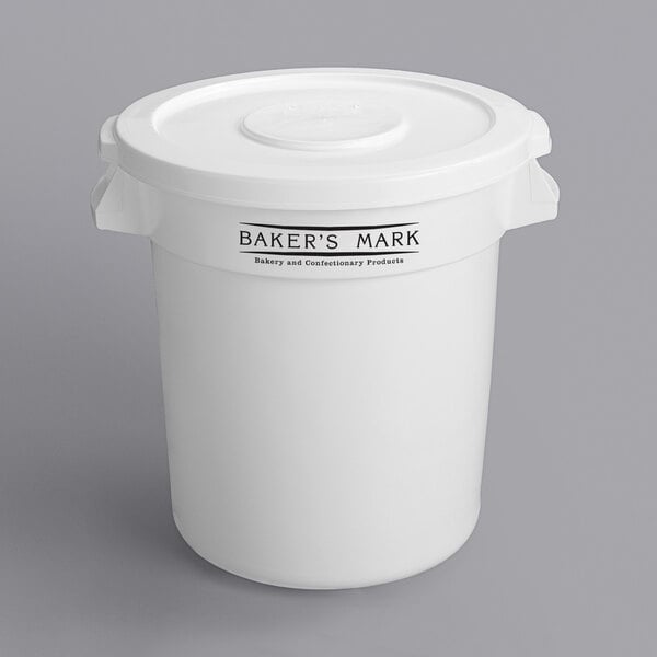 Baker's Mark 10 Gallon / 160 Cup White Round Ingredient Storage Bin with  White Lid