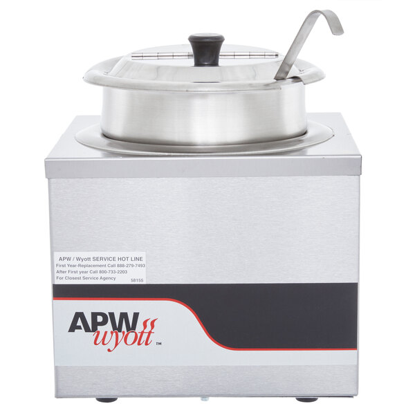 APW Wyott W-4BPKG 4 Qt. Warmer with Inset, Hinged Cover, and Ladle - 120V, 400W