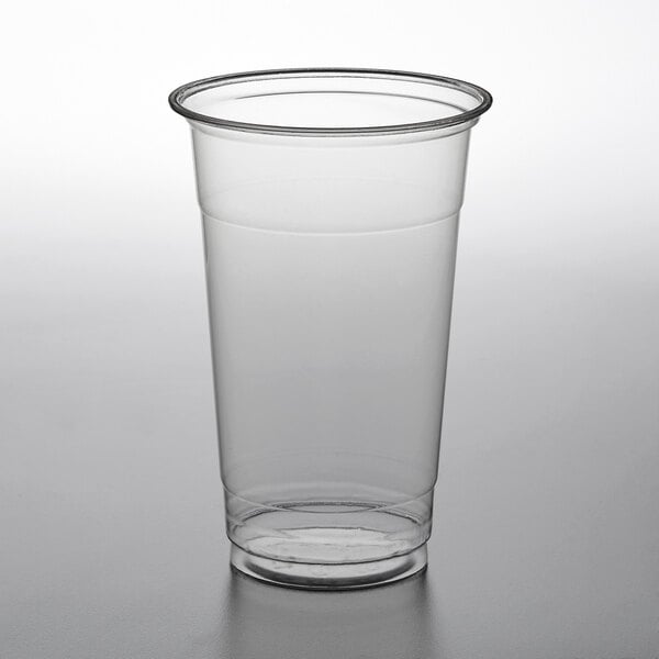 100 Pack] 20 oz Clear Plastic Cups with Flat Lids, Disposable Iced