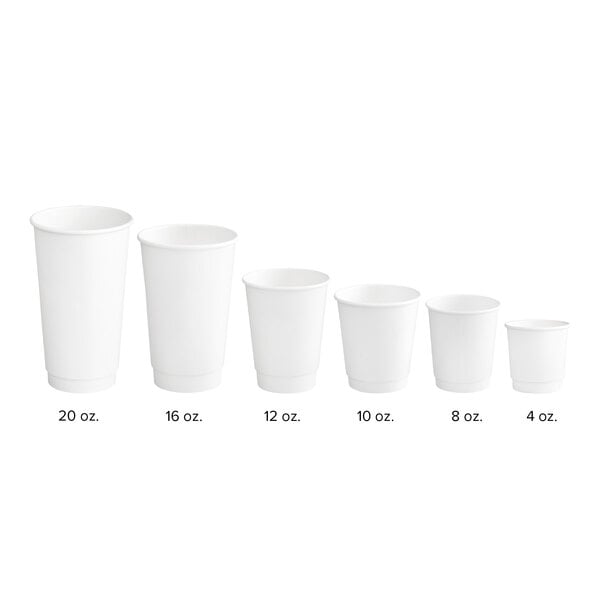 Choice 8 oz. Tall White Smooth Double Wall Paper Hot Cup - 500/Case