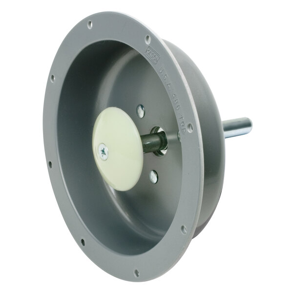 A round metal Kason 486 recessed handle with a white circle in the center.