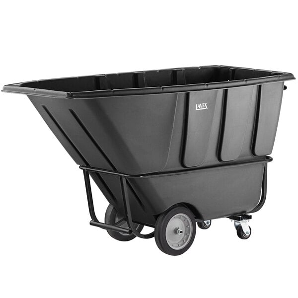 Lavex 1 Cubic Yard Black Heavy-Duty Tilt Truck / Trash Cart (2100 lb.  Capacity)