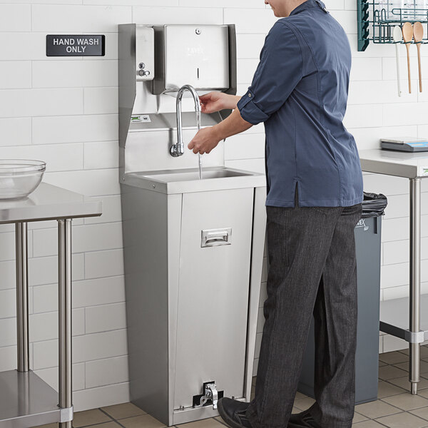 Regency 17" x 15" Hands Free Hand Sink with Pedestal Base and Top