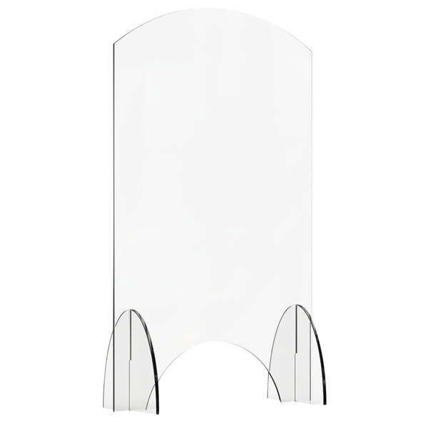 A clear acrylic screen with curved edges.