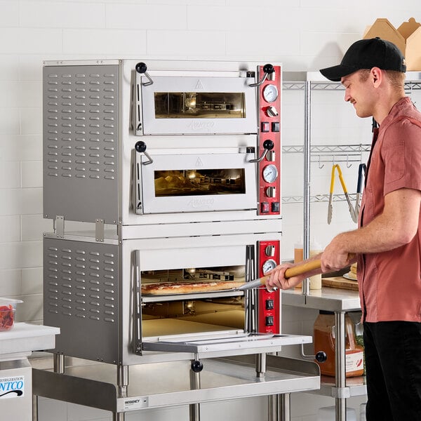 Quadruple Deck Pizza/Bakery Oven with Three Independent Chambers