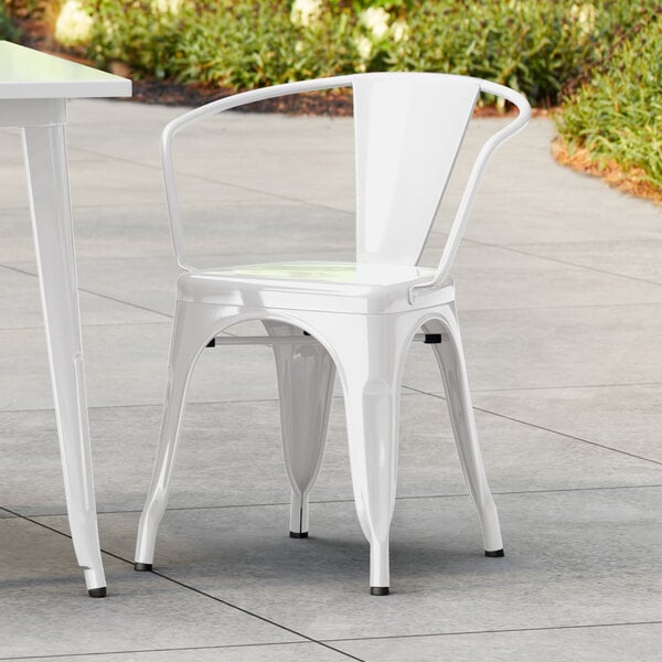Lancaster Table & Seating Alloy Series Pearl White Outdoor Arm Chair