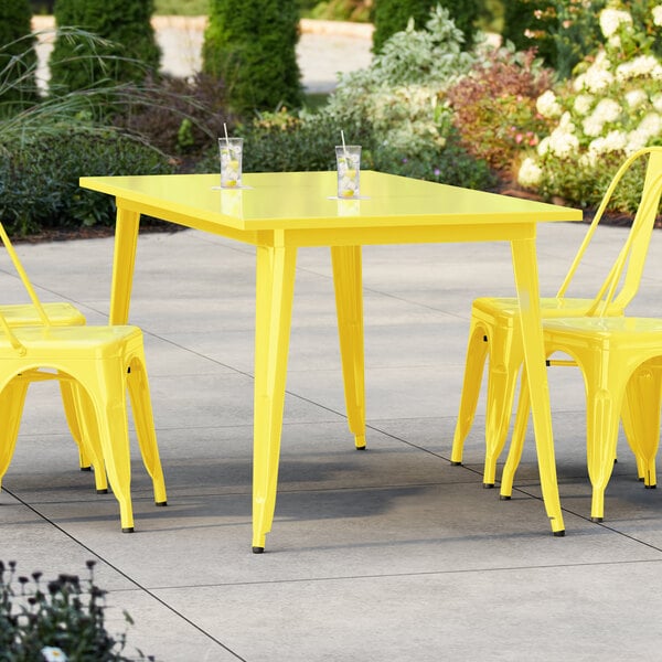Lancaster Table & Seating Alloy Series 63" x 32" Citrine Yellow Standard Height Outdoor Table