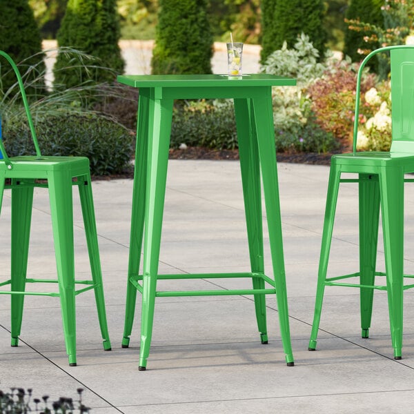 Lancaster Table & Seating Alloy Series 24" x 24" Jade Green Bar Height Outdoor Table