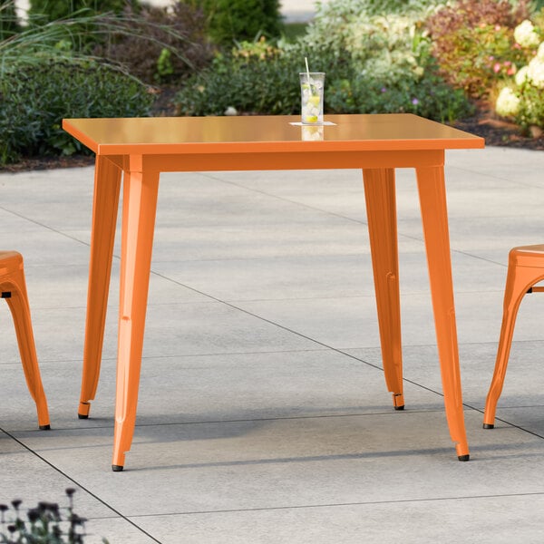 Lancaster Table & Seating Alloy Series 36" x 36" Amber Orange Standard Height Outdoor Table