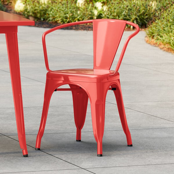 Lancaster Table & Seating Alloy Series Ruby Red Outdoor Arm Chair