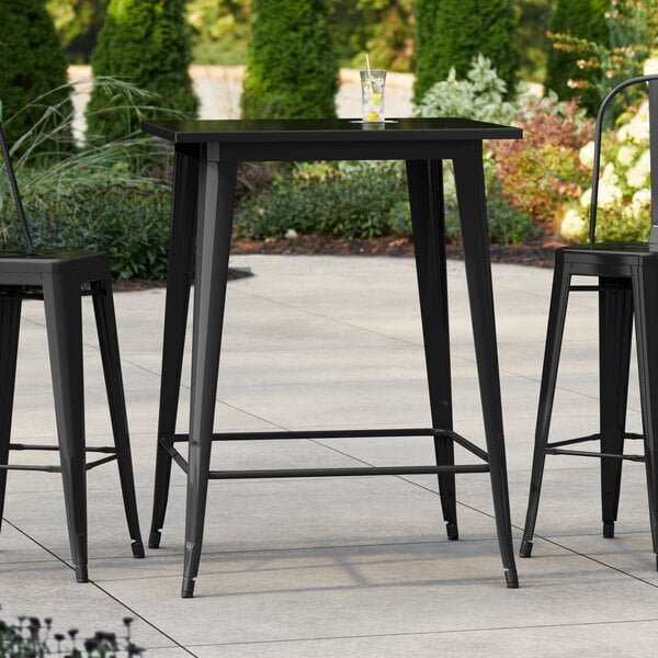 Lancaster Table & Seating Alloy Series 32" x 32" Onyx Black Bar Height Outdoor Table