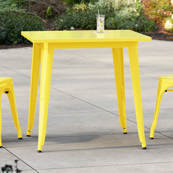 Lancaster Table & Seating Alloy Series 32" x 32" Citrine Yellow Standard Height Outdoor Table