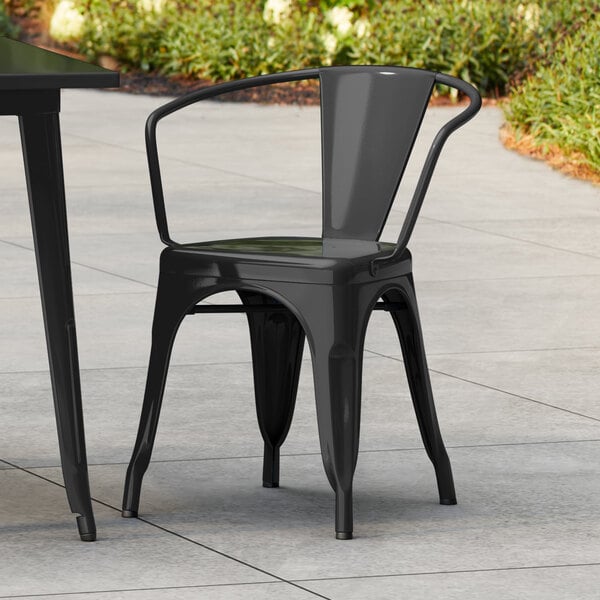 Lancaster Table & Seating Alloy Series Onyx Black Outdoor Arm Chair