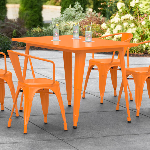 Table rectangulaire Art Zeus - orange métal