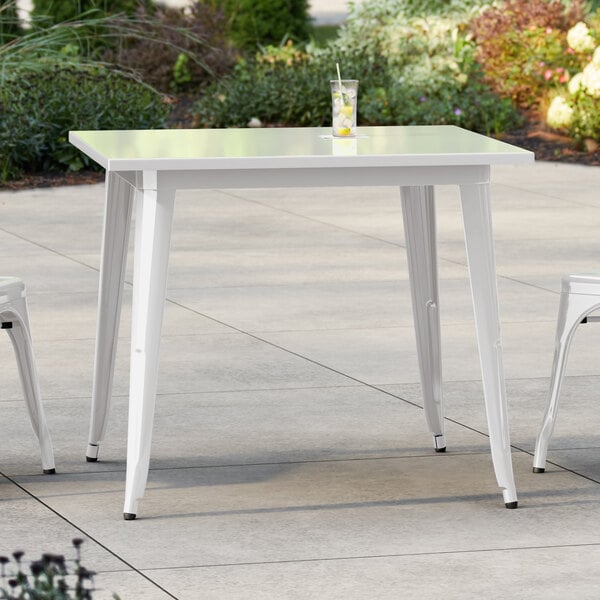 Lancaster Table & Seating Alloy Series 36" x 36" White Standard Height Outdoor Table