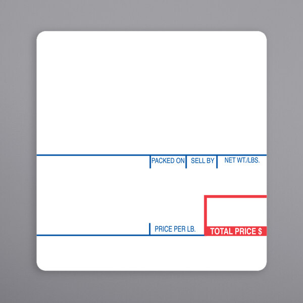 A white square Cas label with red and blue lines.