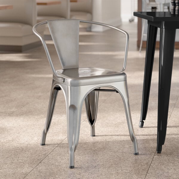 Lancaster Table & Seating Alloy Series Clear Coated Indoor Arm Chair