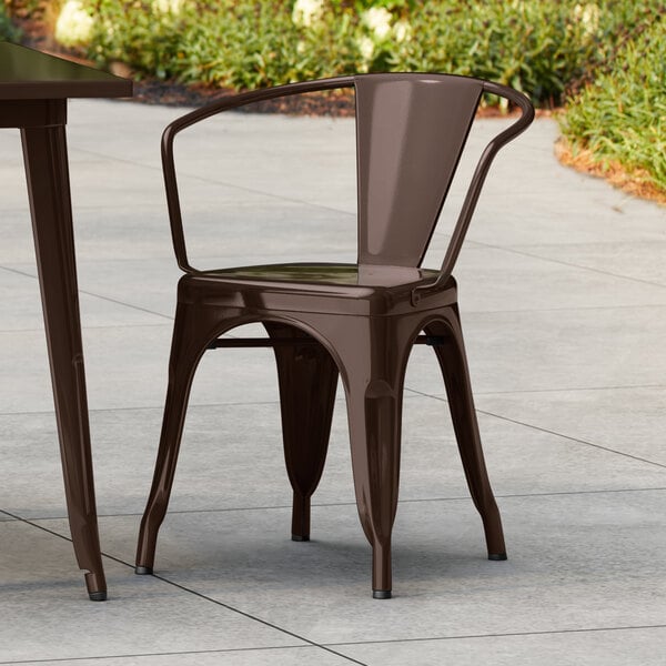 Lancaster Table & Seating Alloy Series Copper Outdoor Arm Chair