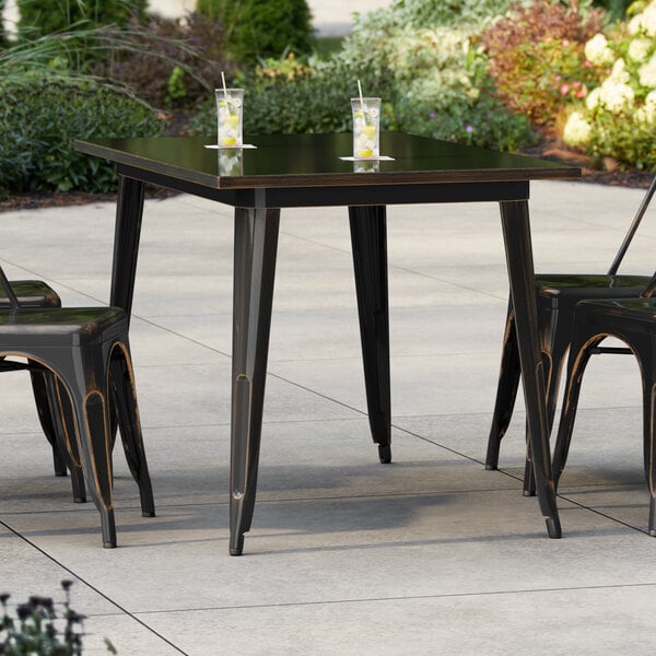 Lancaster Table & Seating Alloy Series 48" x 30" Distressed Copper Standard Height Outdoor Table