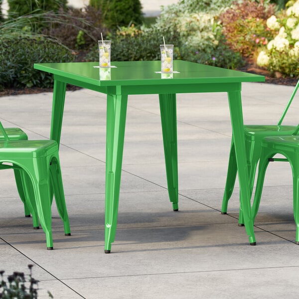 Lancaster Table & Seating Alloy Series 48" x 30" Jade Green Standard Height Outdoor Table