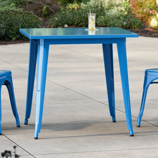 Lancaster Table & Seating Alloy Series 32" x 32" Blue Standard Height Outdoor Table