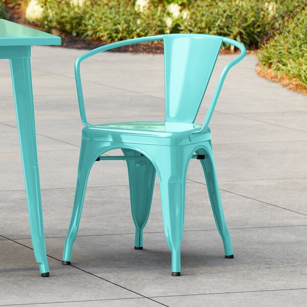 Lancaster Table & Seating Alloy Series Aquamarine Outdoor Arm Chair