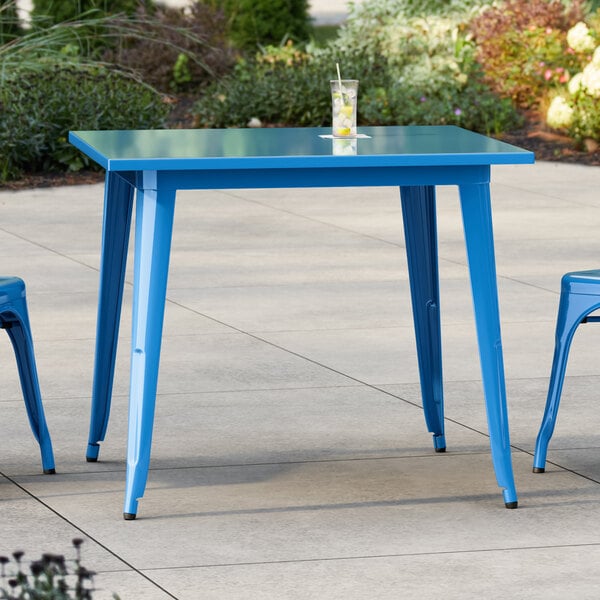 Lancaster Table & Seating Alloy Series 36" x 36" Blue Standard Height Outdoor Table