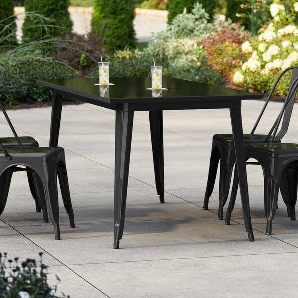 Lancaster Table & Seating Alloy Series 63" x 32" Onyx Black Standard Height Outdoor Table