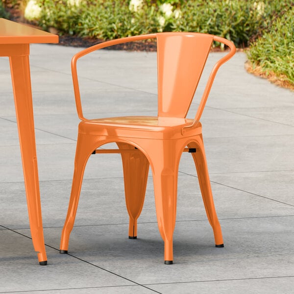 Lancaster Table & Seating Alloy Series Amber Orange Outdoor Arm Chair